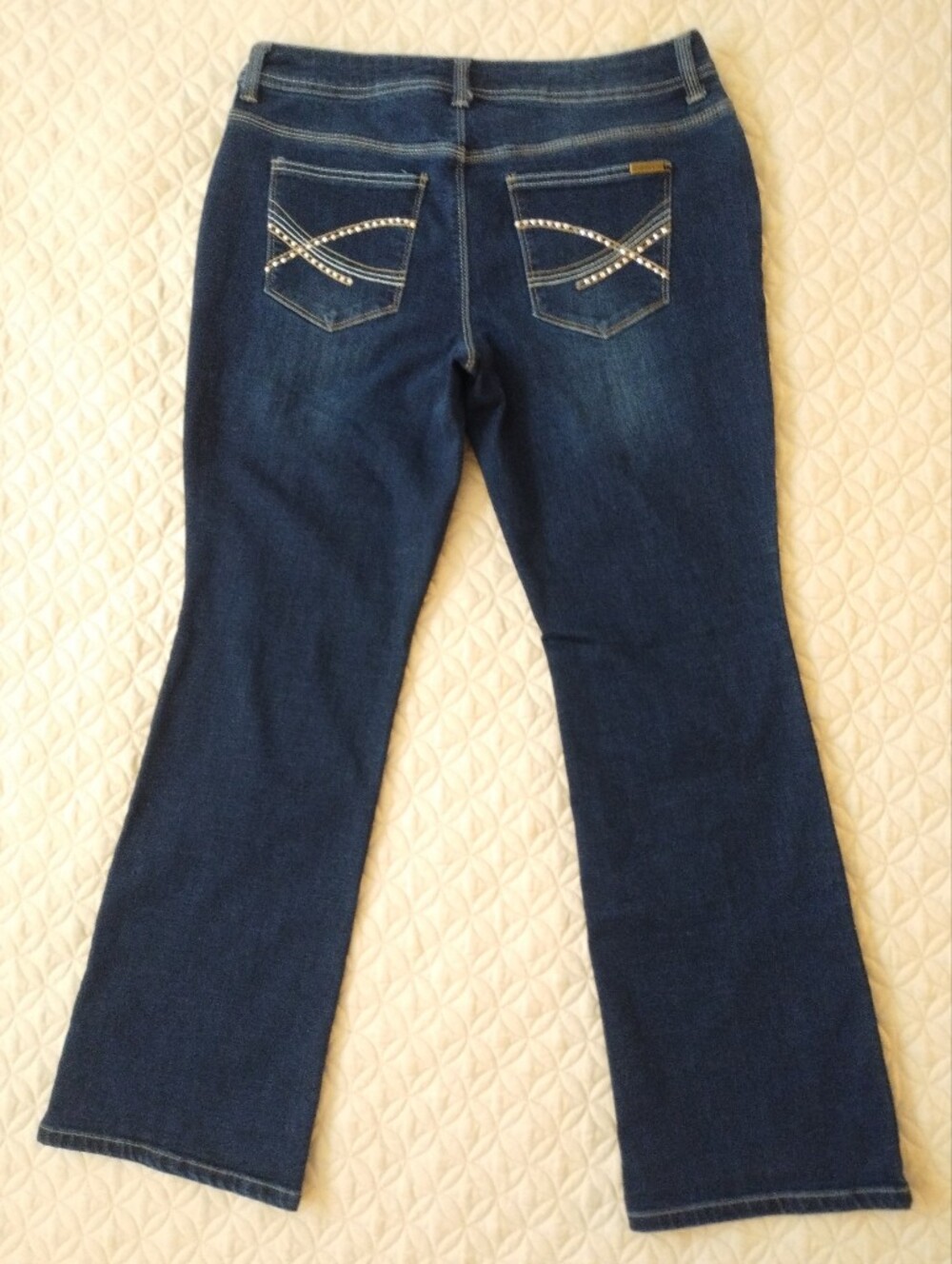 Chico's So Slimming Dark Wash Boot Cut Embellished Jeans